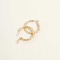 14K Gold Dipped Everyday Essential Earrings - Gold Textured Hoops