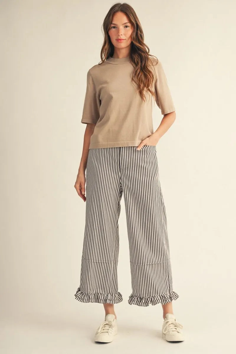 Crush Hour Knit Short Sleeve Top - Taupe