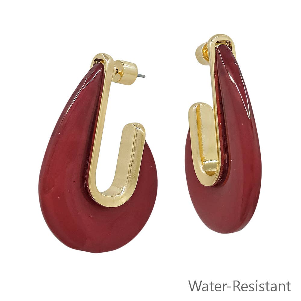 Monroe Martini Merlot Acrylic Teardrop 2" Earrings