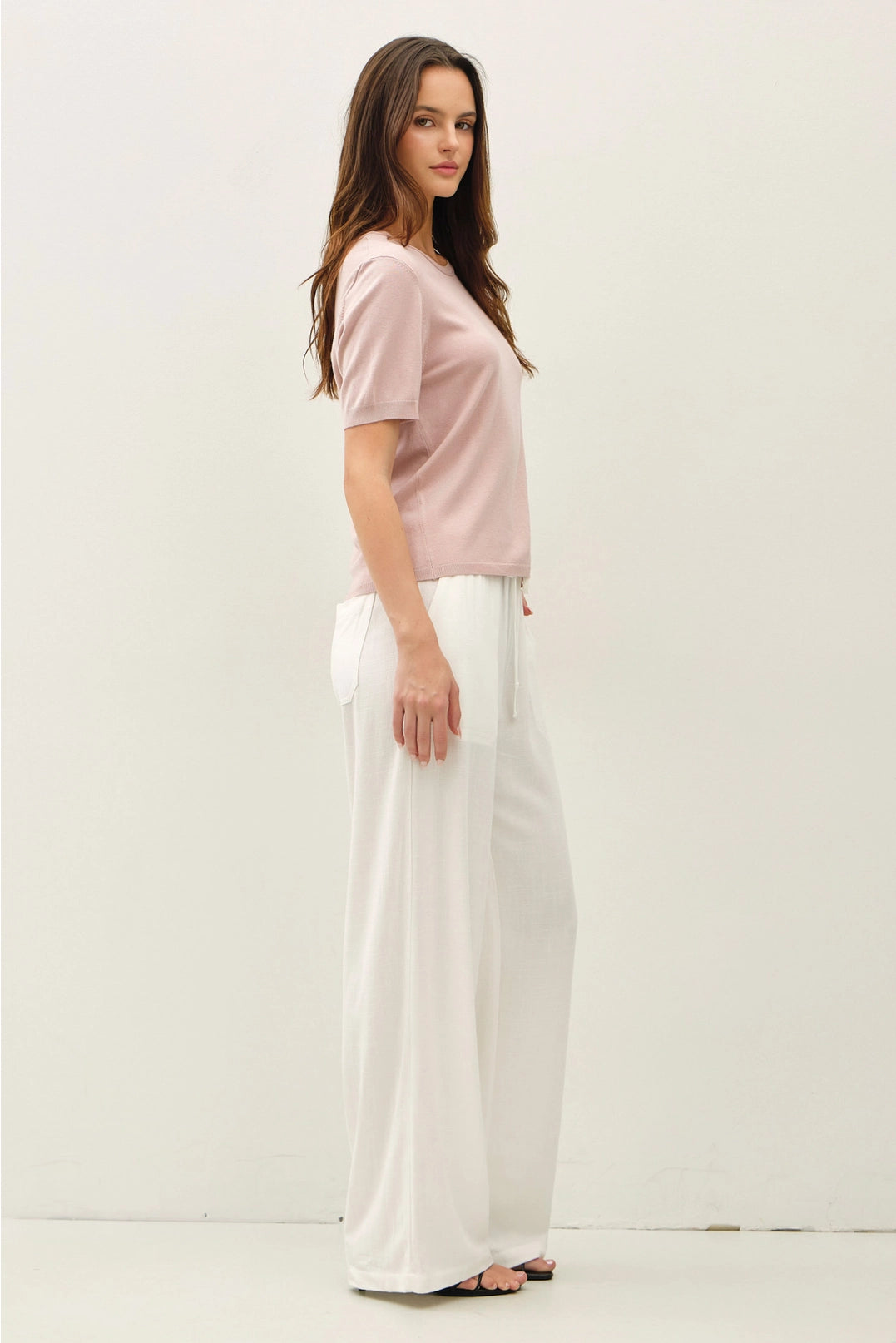 Lacie Lightweight & Loose Fitting Everyday Knit Tee in Dusty Pink