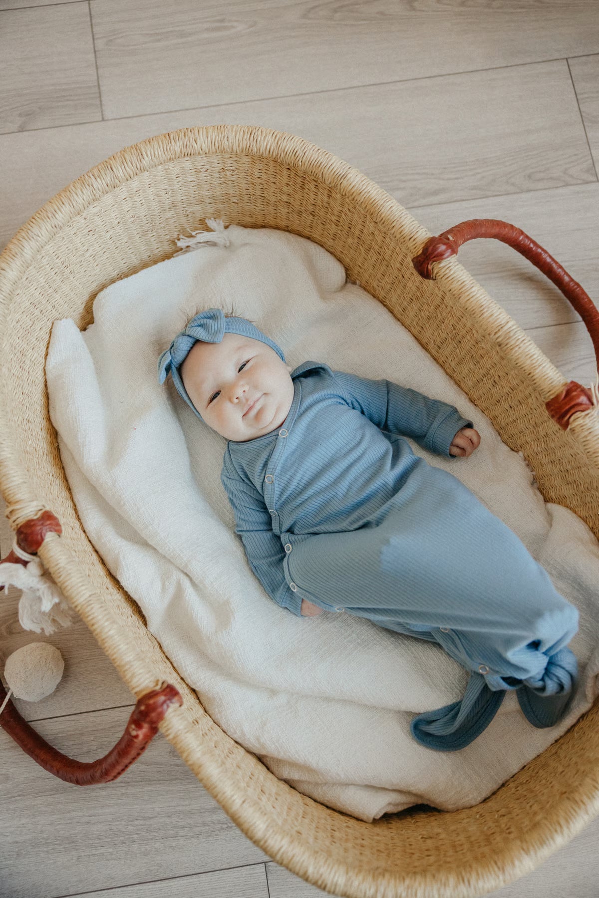 Copper Pearl Newborn Knotted Gown - Atlantic