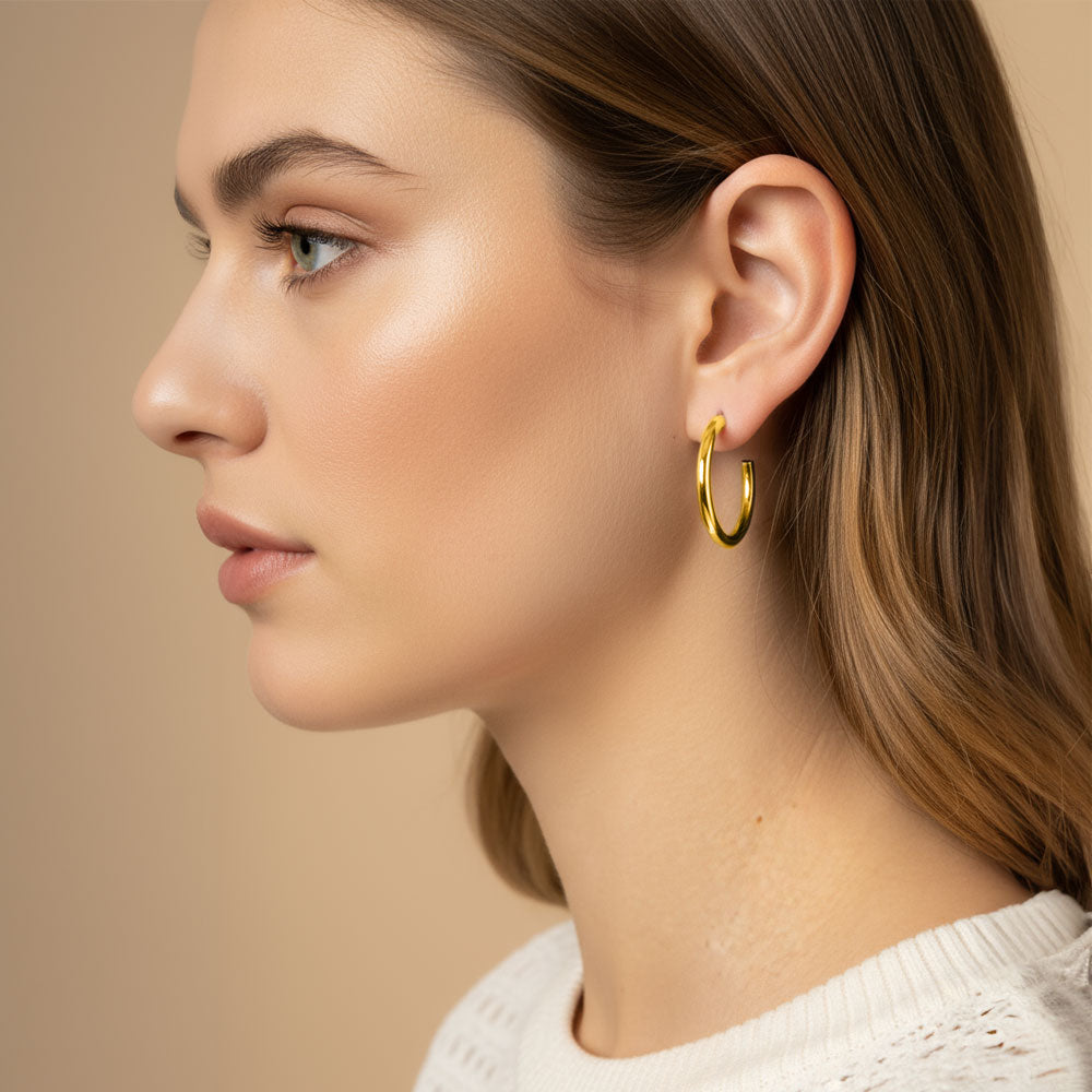 14K Gold Dipped Gold Hoop Earrings