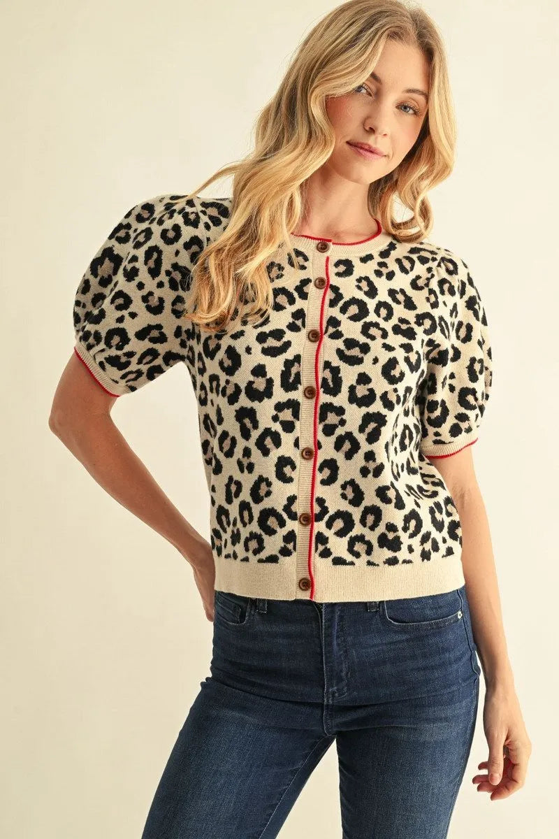Caught in The Wild Leopard Print Button Up Top / Cardigan - Taupe