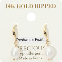 14K Gold Dipped Freshwater Pearl Dangle Earrings