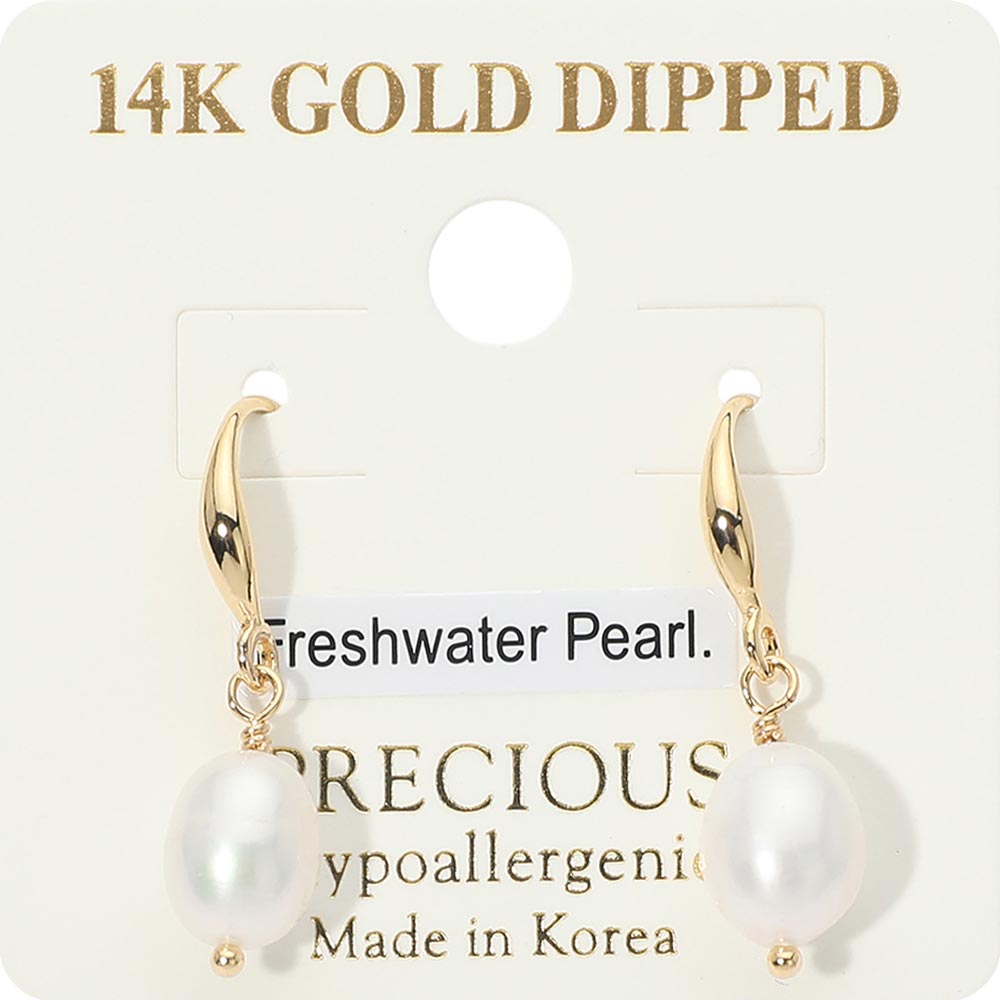 14K Gold Dipped Freshwater Pearl Dangle Earrings