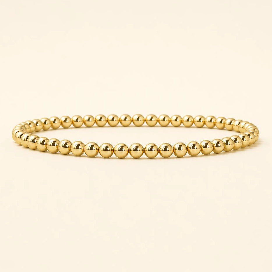 Lenny & Eva Tarnish Resistant Gold Plated 4mm Beaded Stretch Bracelet
