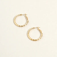 14K Gold Dipped Everyday Essential Earrings - Gold Textured Hoops