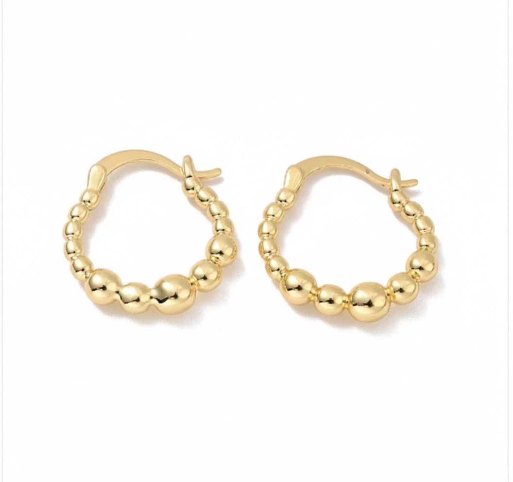 Lenny & Eva Tarnish Resistant Gold Plated Small Beaded Hoop Earrings