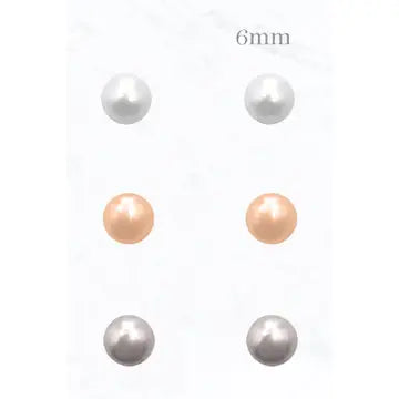 Petite Pearl Stud Earring Set (3 Pair)