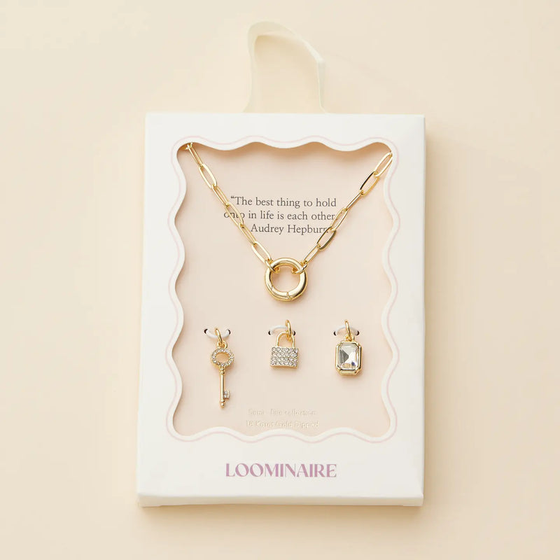 The Best Thing To Hold Onto - 18K Gold Dipped Necklace + Charm Trio Set