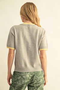 Sunshine On A Cloudy Day Contrast Trim Knit Top