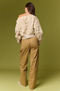 Speckled Spice Spotted Print Off The Shoulder Sweatshirt / Top