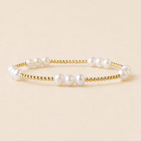 Lenny & Eva Tarnish Resistant Gold Plated Trio Pearl Stretch Bracelet
