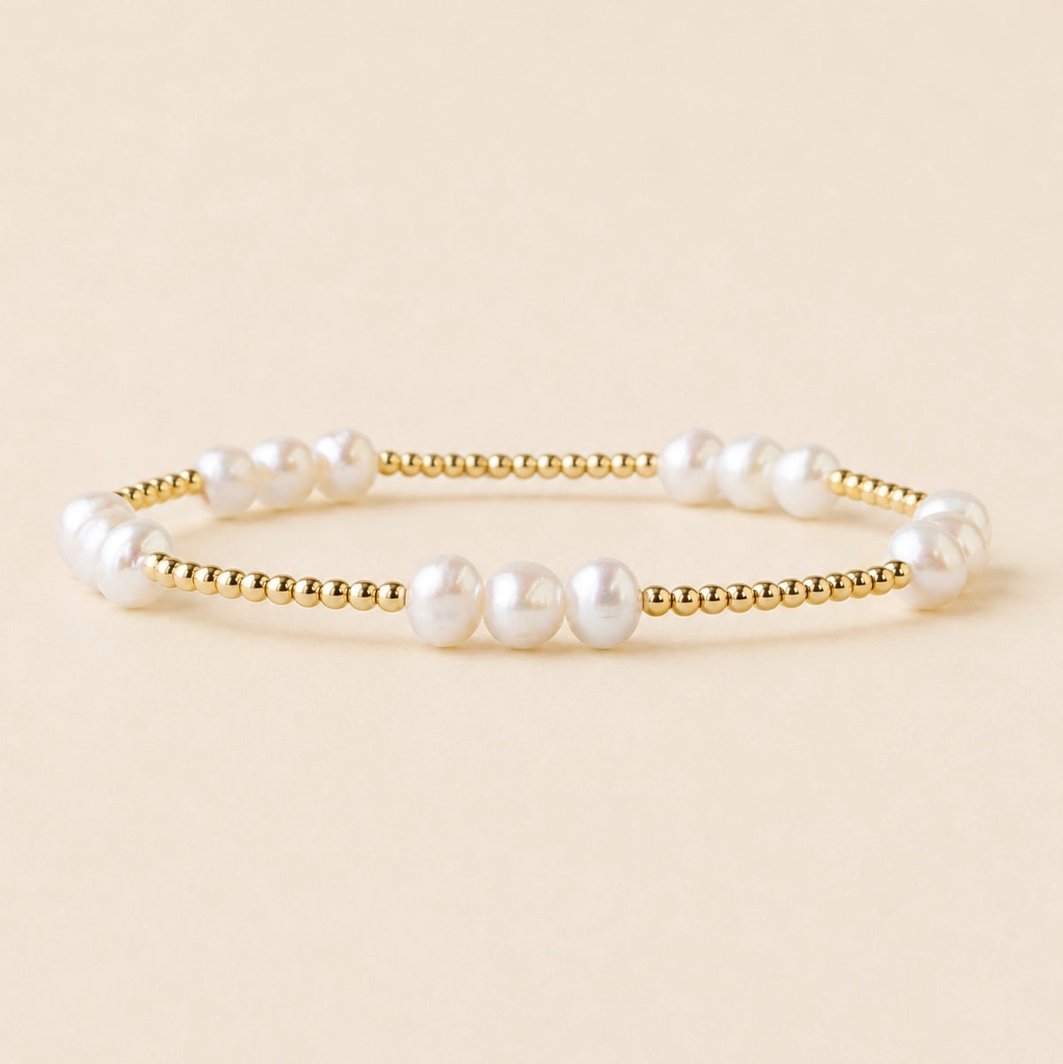 Lenny & Eva Tarnish Resistant Gold Plated Trio Pearl Stretch Bracelet