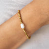 Alco 18K Gold Plated Stainless Steel Seaside Pearl Stretch Bracelet