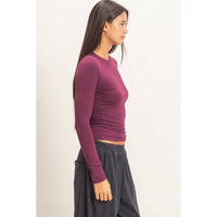 Comfortably Cool Everyday Crew Neck Long Sleeve Top in Maroon