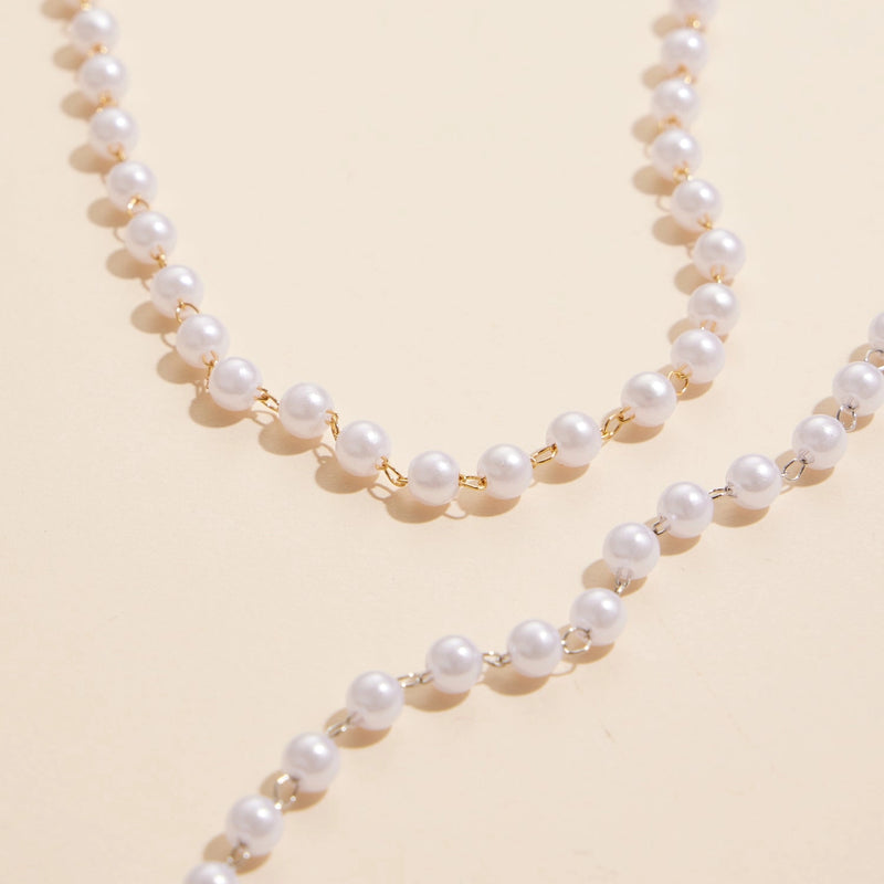 Classic Elegance 18K Gold Dipped Pearl Gold Link Necklace