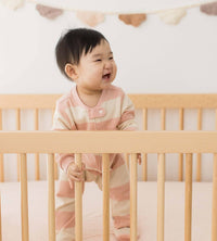Rugby Stripe Organic Cotton Sleep & Play - Pink Sand