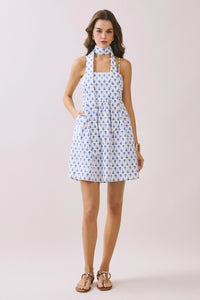 Porcelain Picnic Floral Printed Mini Dress + Matching Scarf
