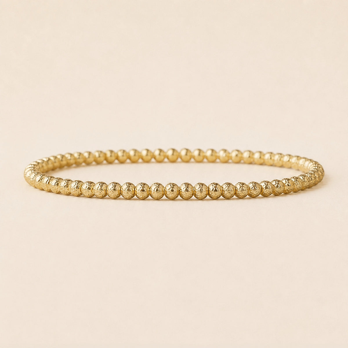 Lenny & Eva Tarnish Resistant Gold Plated 4mm Textured Beaded Stretch Bracelet