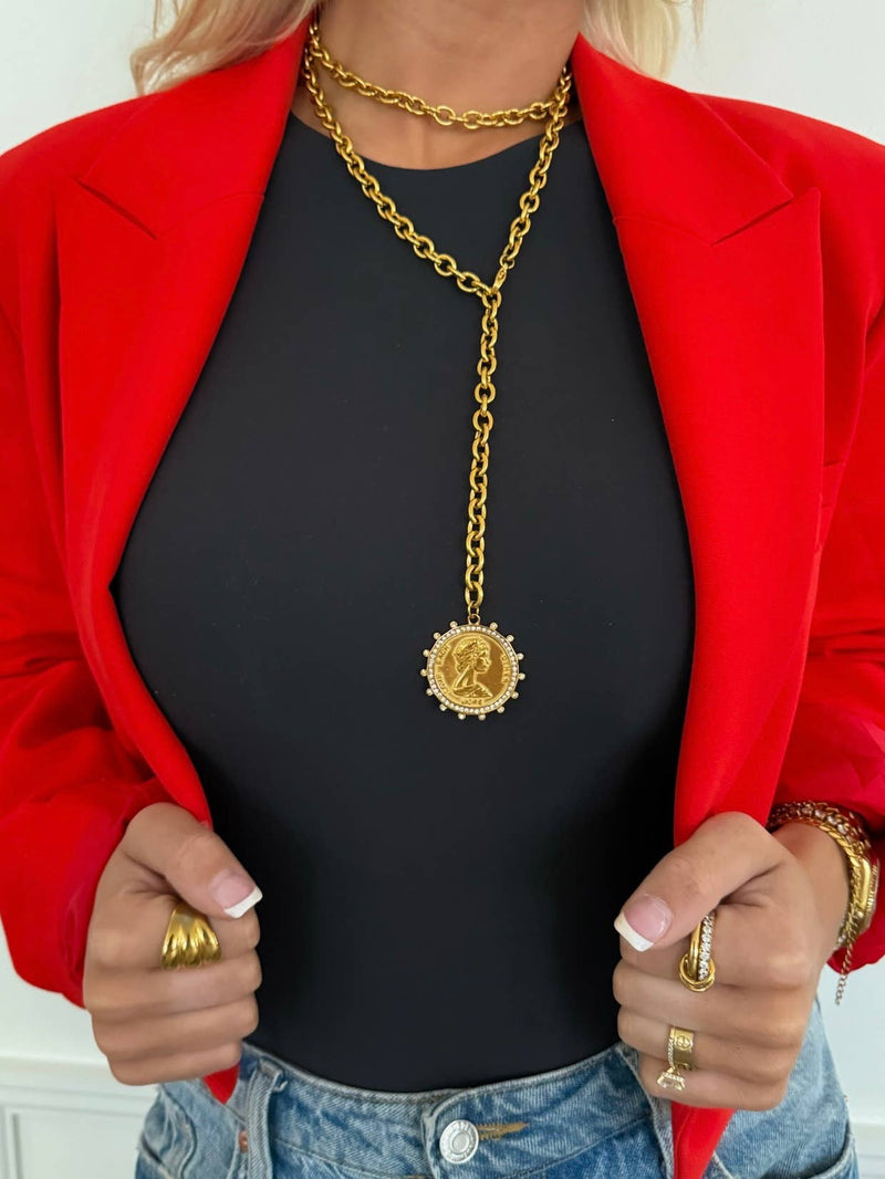The Royal Reign Wrap Around Water Resistant Coin Pendant Necklace