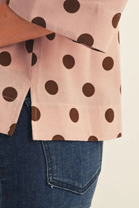 Pretty in Pink Polka Dot Print Top - Pink