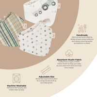 Charlie Farmhouse Set of 3 Cotton Muslin Bandana Bib Set