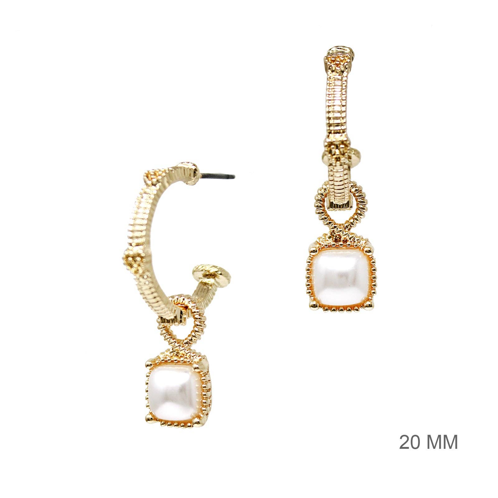 Georgia Gold 1" Hoop with Pearl Stone Earrings