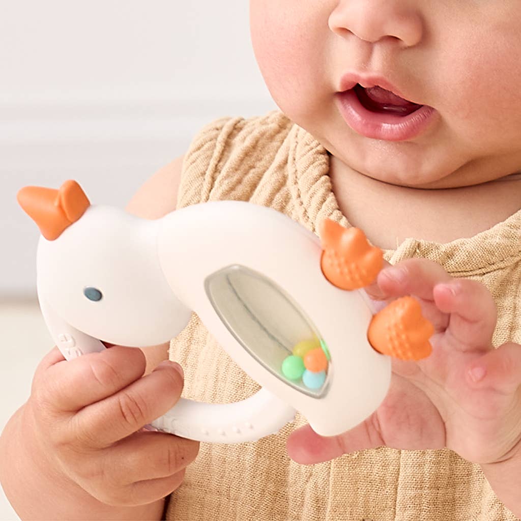 Itzy Ritzy Bitzy Shake - Silicone Teether with Rattle: Goose