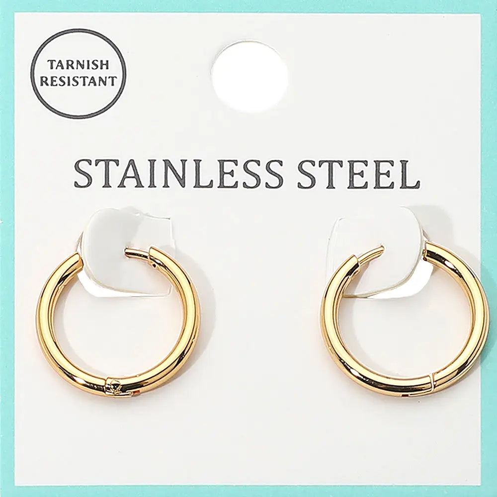 Stainless Steel Gold Huggie Hoops Earrings