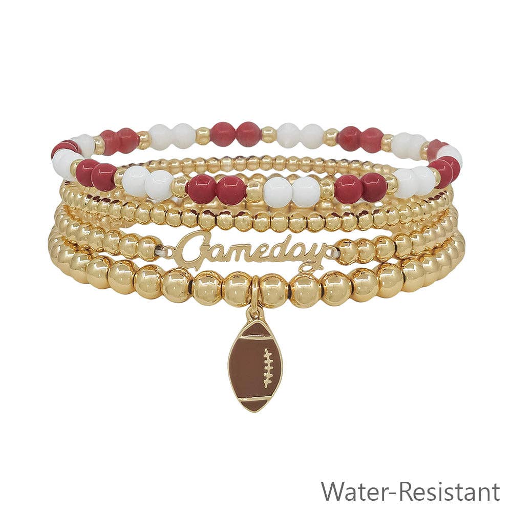 Maroon Gameday Staple Set of 4 Assorted Football + Gameday Bracelets