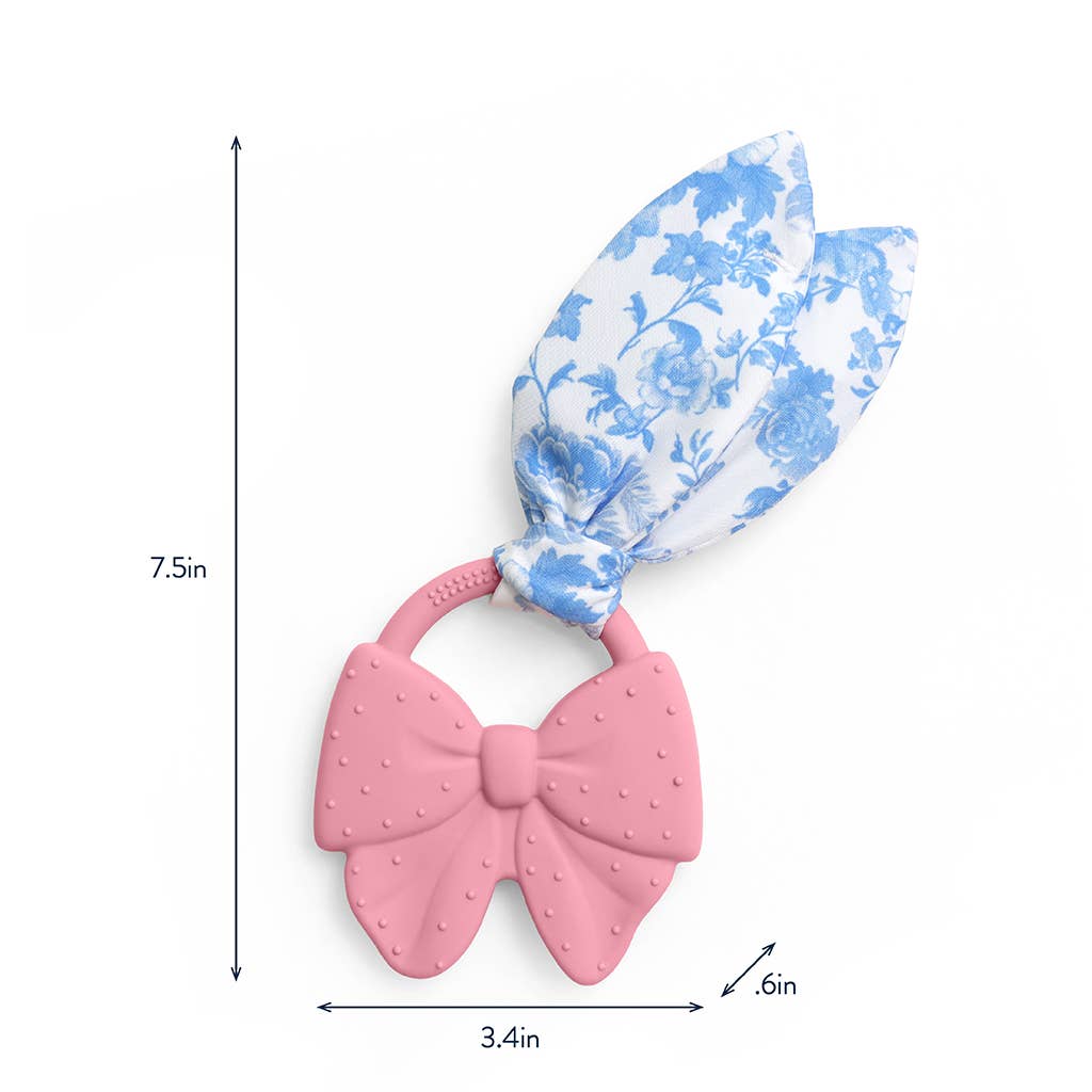 Itzy Crinkle Crew Baby Silicone Teether with Crinkle Fabric : Pink Bow