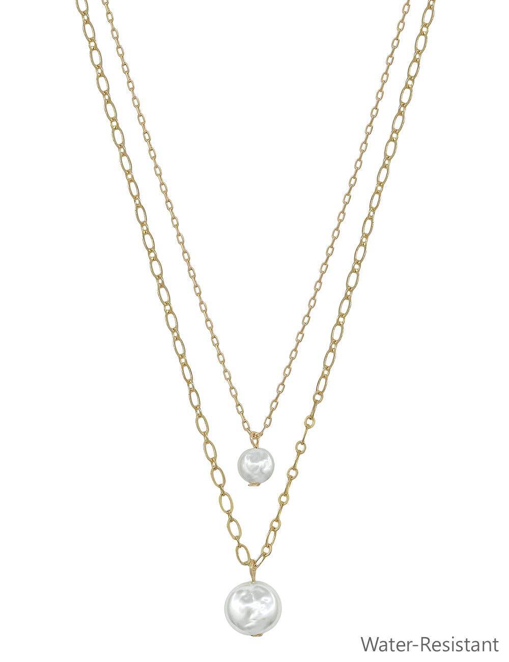 Deep Dive Water Resistant Double Layered Freshwater Pearl 16"-18" Necklace