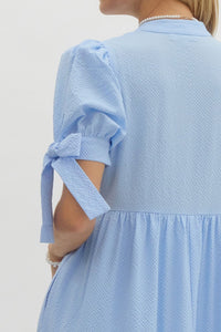 Blossoming In Blue Tiered Midi Ruffled Dress