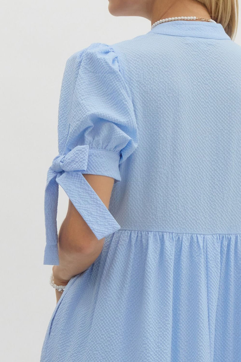 Blossoming In Blue Tiered Midi Ruffled Dress