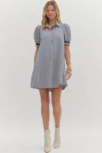 Hampton Harbor Striped Mini Dress - Navy