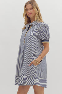 Hampton Harbor Striped Mini Dress - Navy