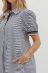 Hampton Harbor Striped Mini Dress - Navy