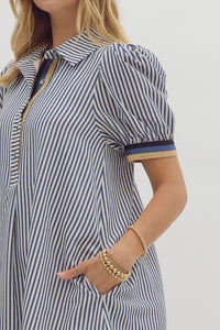 Hampton Harbor Striped Mini Dress - Navy