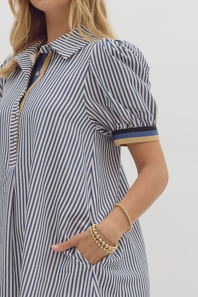Hampton Harbor Striped Mini Dress - Navy