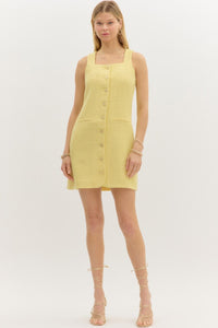 London Lemonade Chic Gold Button Dress