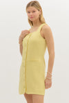 London Lemonade Chic Gold Button Dress