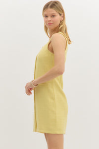 London Lemonade Chic Gold Button Dress