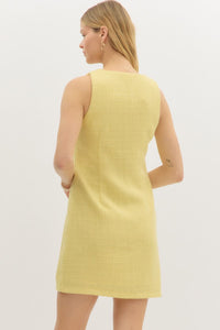 London Lemonade Chic Gold Button Dress