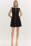 Baccarat Beauty Elegant Button Up Dress - Black