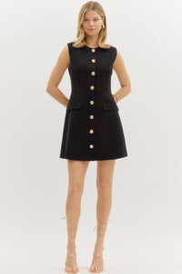 Baccarat Beauty Elegant Button Up Dress - Black
