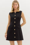 Baccarat Beauty Elegant Button Up Dress - Black