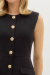 Baccarat Beauty Elegant Button Up Dress - Black