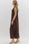 Café Muse Mocha Cap Sleeve Maxi Dress