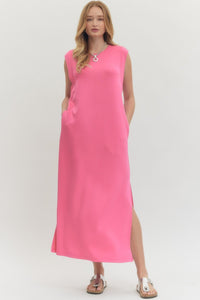 Soft + Chic Cap Sleeve Maxi Dress - Pink